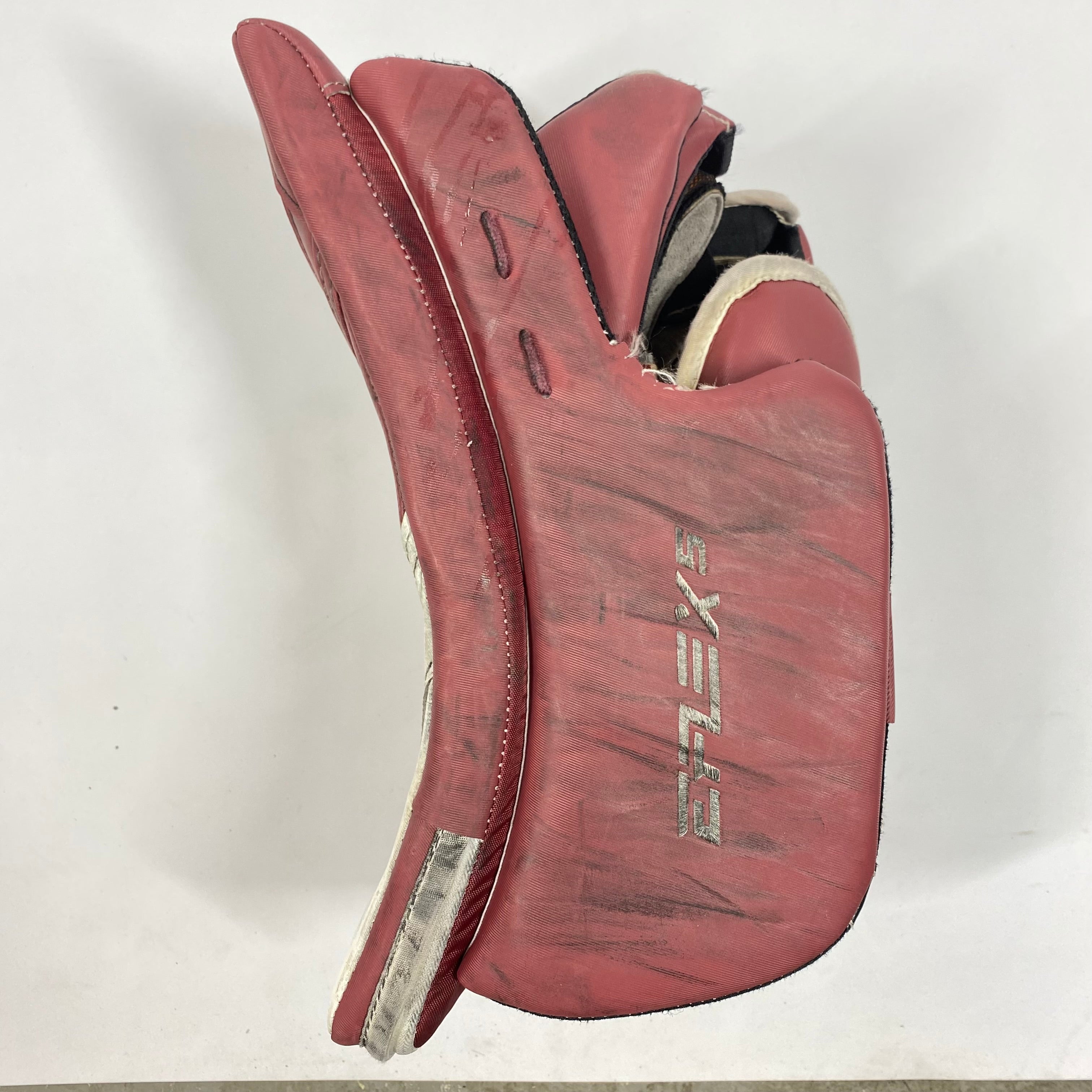 CCM Extreme Flex 5 - Used Full Right Pro Stock Goalie Blocker (Maroon)